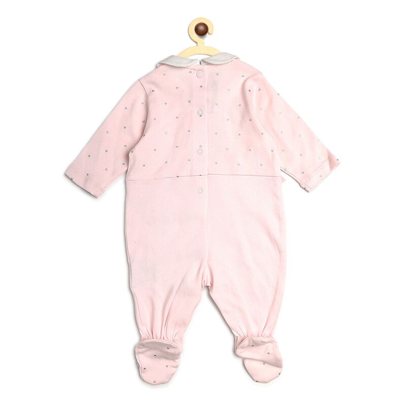 Girls Light Pink Knitted Leg Opening Babysuit image number null